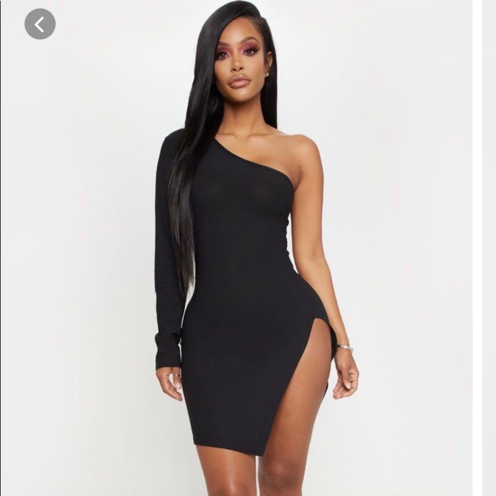 PLT One shoulder split body dress